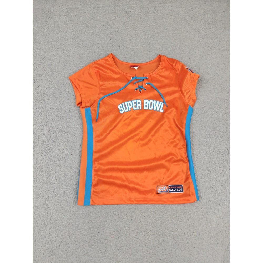 Super Bowl XLI Shirt Womens Large Orange NFL Football South Florida Lace Up